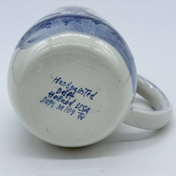 Handpainted Delft Blue & White Ceramic Mug With Windmill Design - Picture 4 of 7